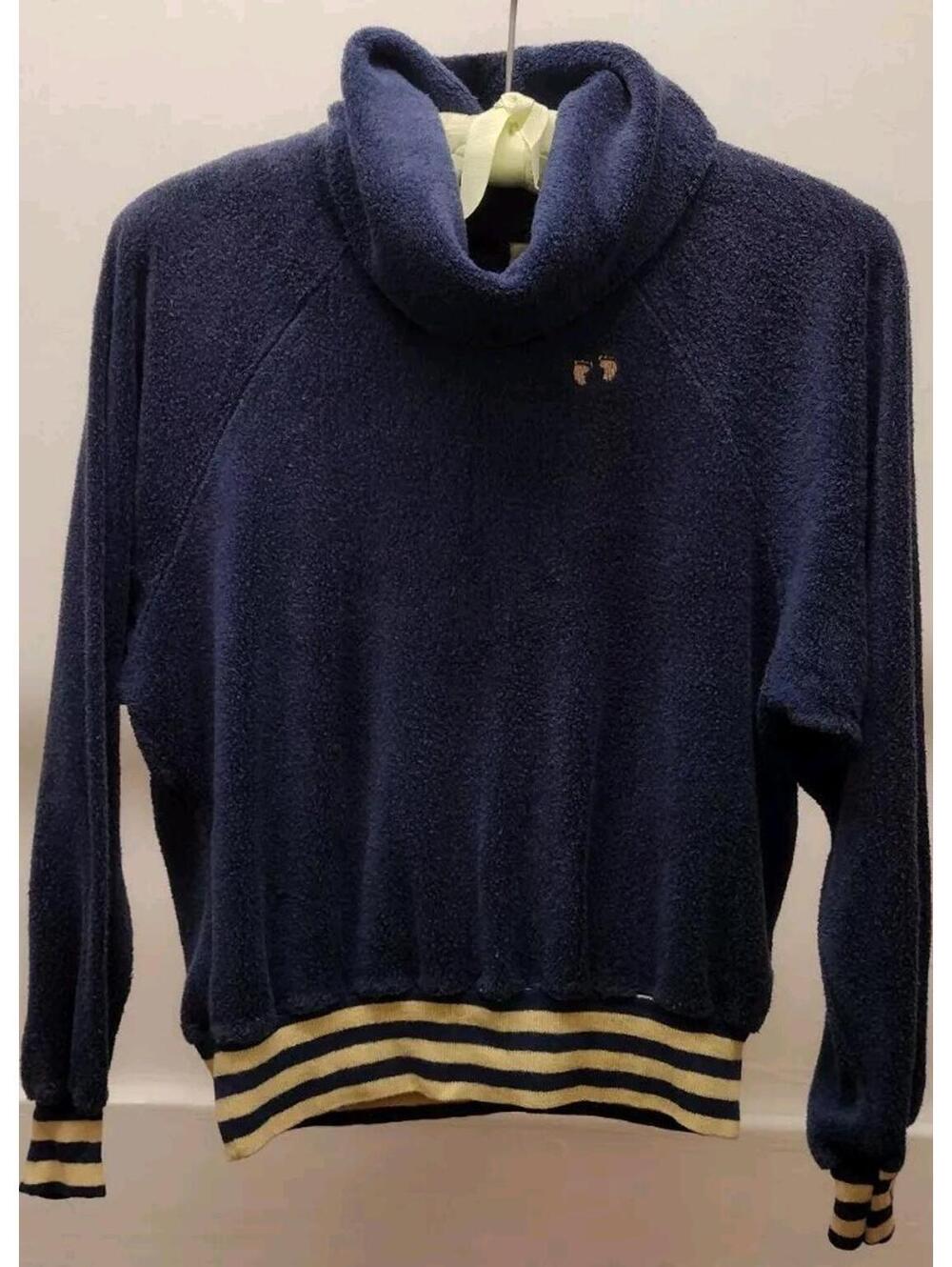Vintage 1970s Rare Hang Ten Terry Sweater M Wide Turtleneck Ribbed Waist Cuffs